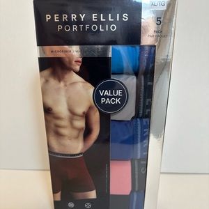Perry Ellis Portfolio 5 Pack Mens Microfiber Boxer Briefs XL